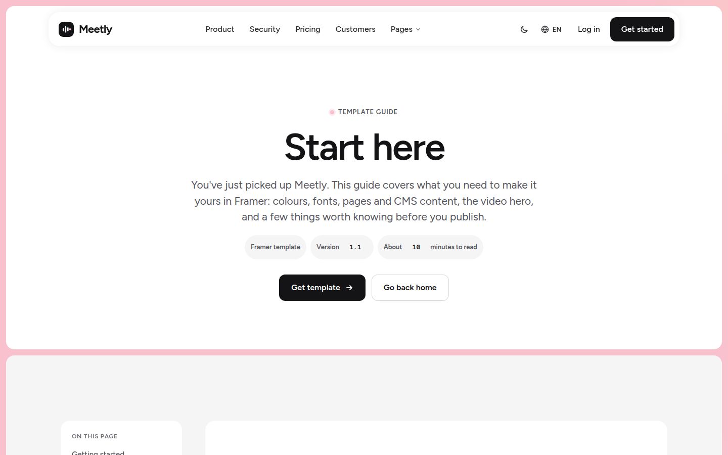 The top of Meetly's start-here page