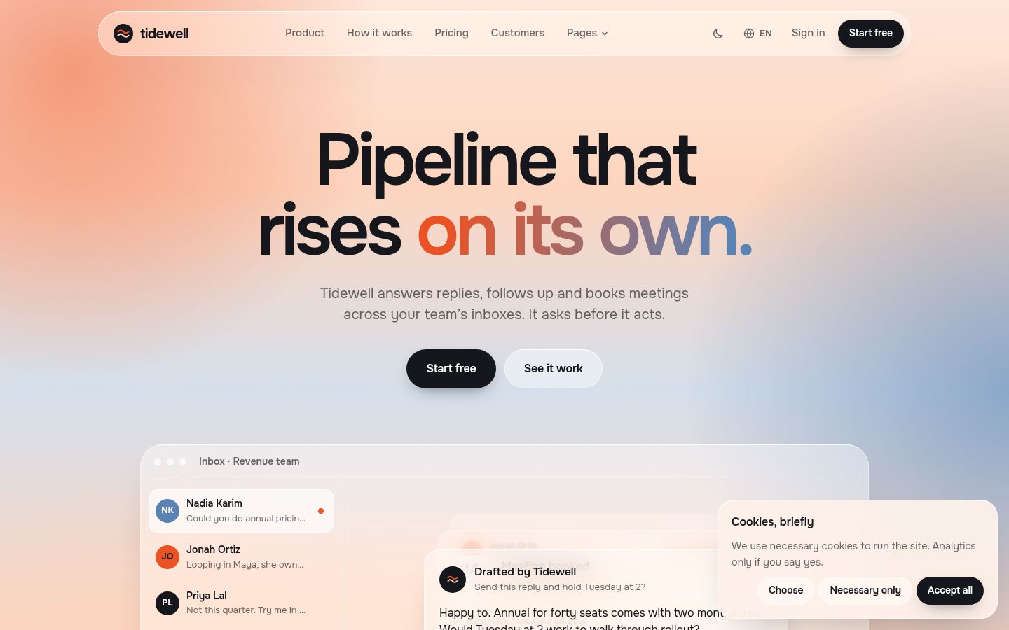 The top of Tidewell's first home page
