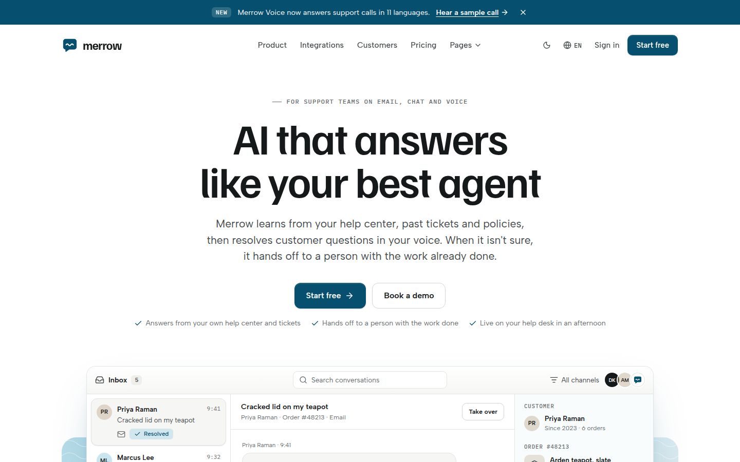 The top of Merrow's first home page