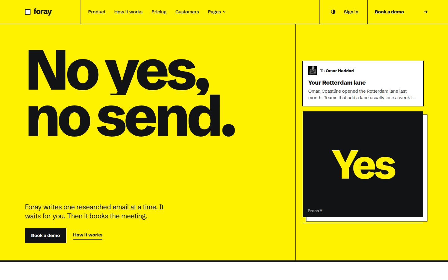 The top of Foray's third home page